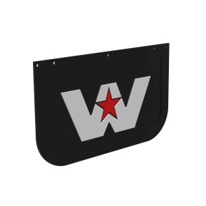 Western Star Front Mud Flap 14" X 24", Rubber, Drilled Holes. Cross Reference: WWS S47-B7-N41, WWS 46201-3456. Part # 17-19947-000.