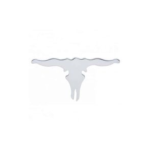United Pacific 3-1/4" X 6-1/2" Chrome Small Horn Skull Mud Flap Cutout - Welded Stud Part # 10912. Mud Flap Cut Out For Trucks,