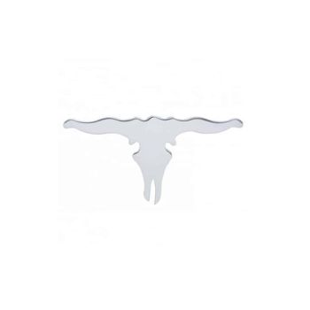 3-1/4" X 6-1/2" Chrome Small Horn Skull Mud Flap Cutout - Welded Stud | # 10912